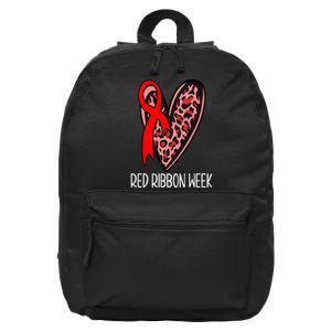 We Wear Red For Red Ribbon Week Awareness Leopard 16 in Basic Backpack