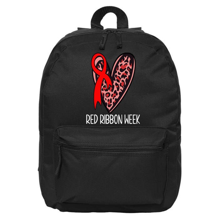 We Wear Red For Red Ribbon Week Awareness Leopard 16 in Basic Backpack