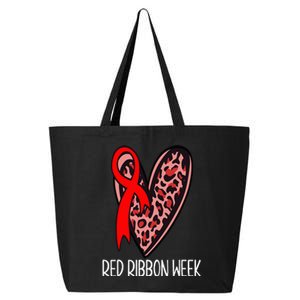 We Wear Red For Red Ribbon Week Awareness Leopard 25L Jumbo Tote