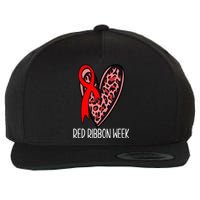 We Wear Red For Red Ribbon Week Awareness Leopard Wool Snapback Cap