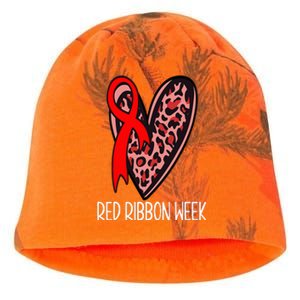 We Wear Red For Red Ribbon Week Awareness Leopard Kati - Camo Knit Beanie