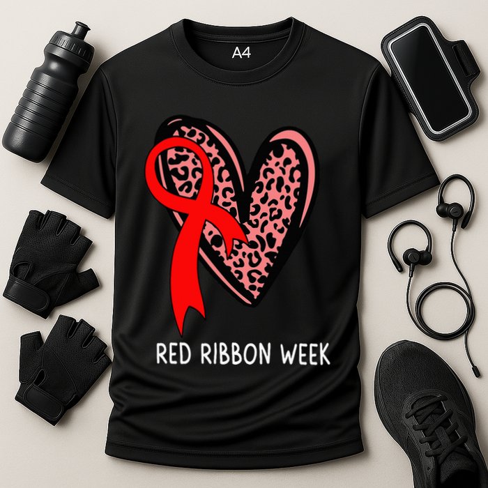 We Wear Red For Red Ribbon Week Awareness Leopard Cooling Performance Crew T-Shirt