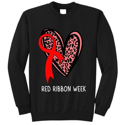 We Wear Red For Red Ribbon Week Awareness Leopard Sweatshirt