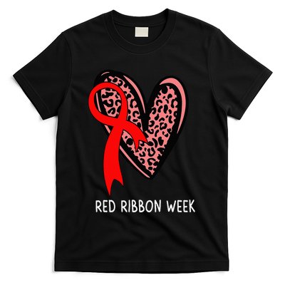 We Wear Red For Red Ribbon Week Awareness Leopard T-Shirt