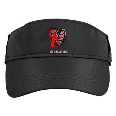 We Wear Red For Red Ribbon Week Awareness Leopard Adult Drive Performance Visor