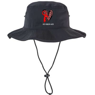 We Wear Red For Red Ribbon Week Awareness Leopard Bucket Hat