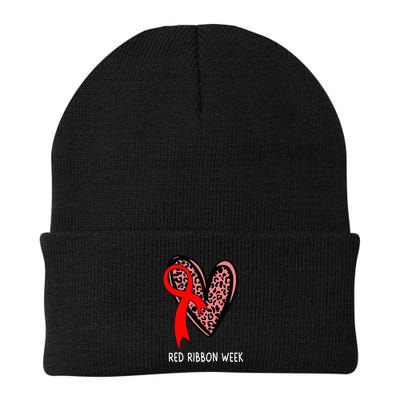 We Wear Red For Red Ribbon Week Awareness Leopard Beanie