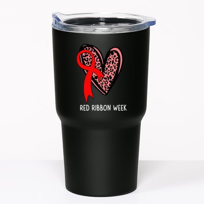 We Wear Red For Red Ribbon Week Awareness Leopard Tumbler