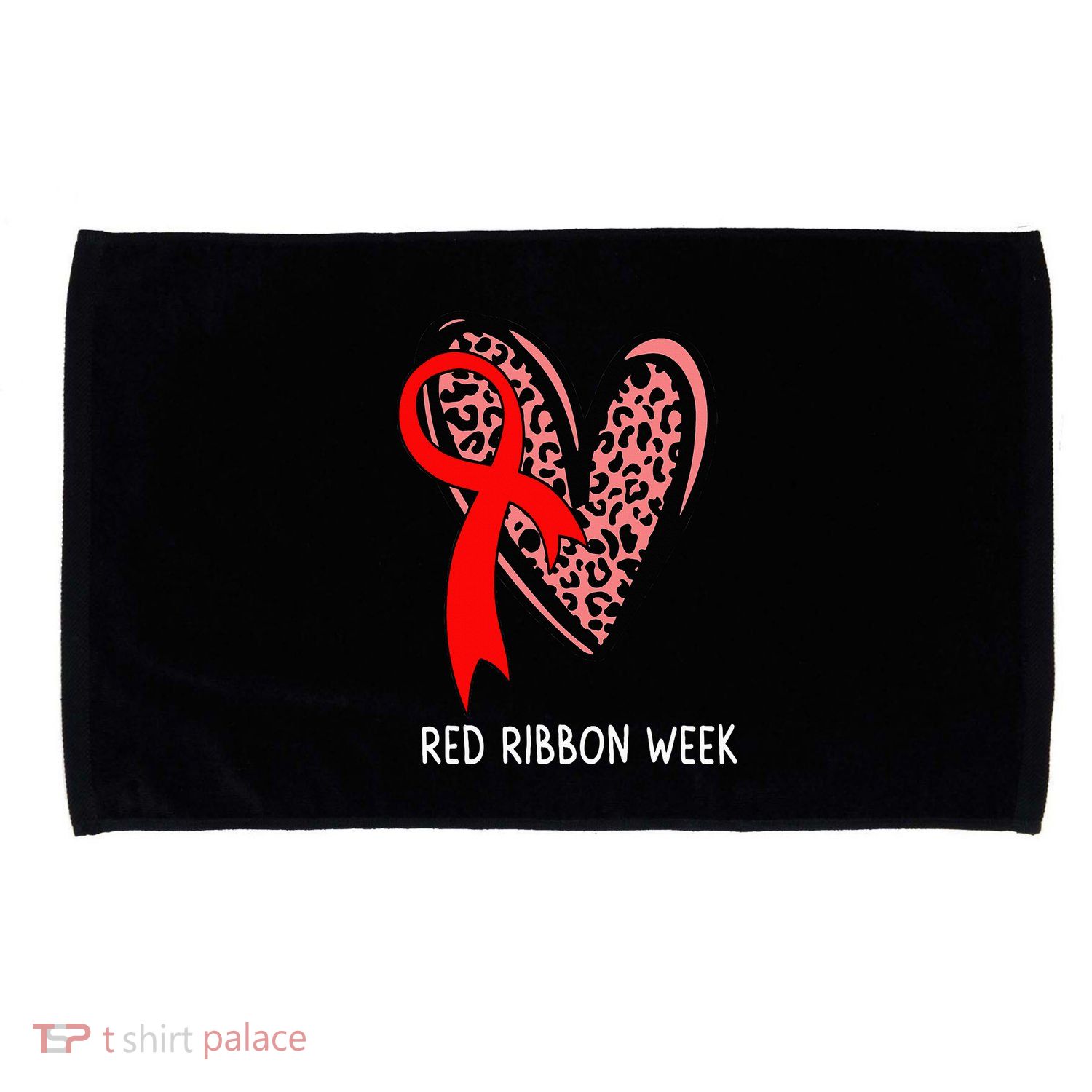 We Wear Red For Red Ribbon Week Awareness Leopard Microfiber Hand Towel
