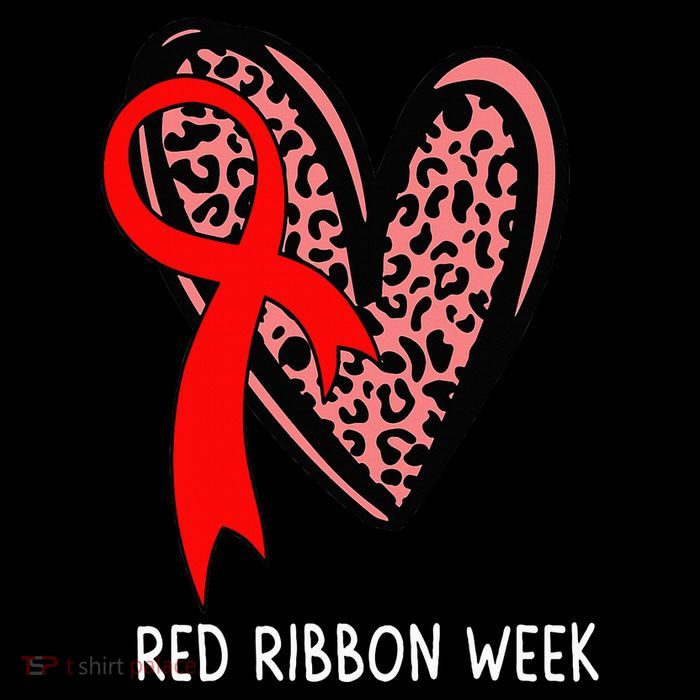 We Wear Red For Red Ribbon Week Awareness Leopard Kids T-Shirt