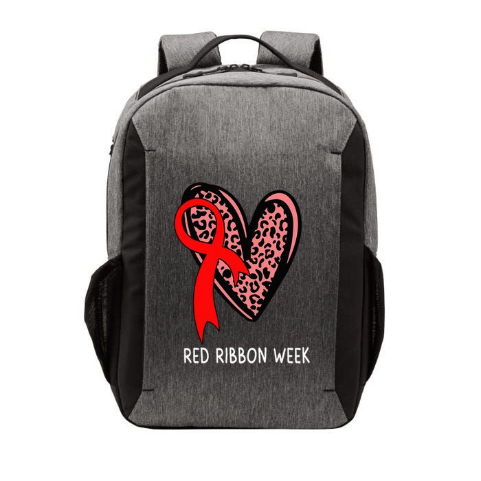 We Wear Red For Red Ribbon Week Awareness Leopard Vector Backpack