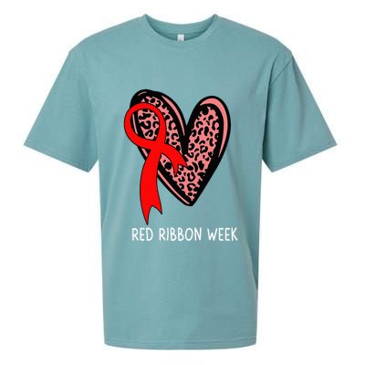 We Wear Red For Red Ribbon Week Awareness Leopard Sueded Cloud Jersey T-Shirt