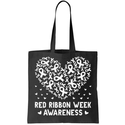 We Wear Red For Red Ribbon Week Awareness Rainbow Tote Bag