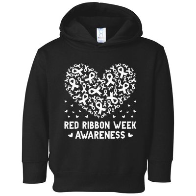 We Wear Red For Red Ribbon Week Awareness Rainbow Toddler Hoodie