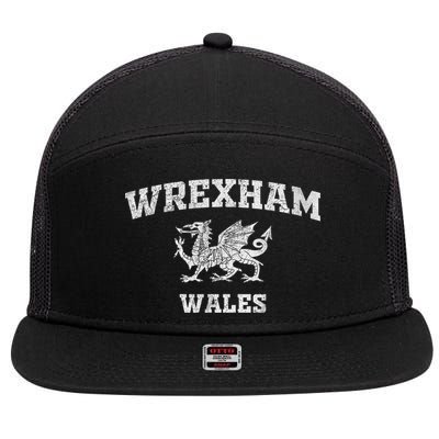 Wrexham Wales Retro Vintage 7 Panel Mesh Trucker Snapback Hat