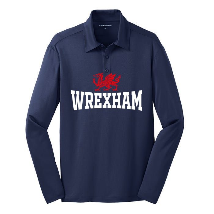 Wrexham Wales Red Dragon Wrecsam Silk Touch Performance Long Sleeve Polo