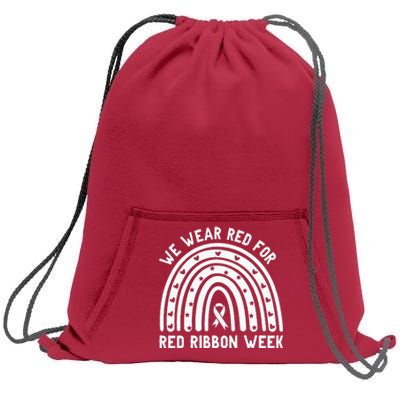 We Wear Red For Red Ribbon Week Awareness Rainbow Sweatshirt Cinch Pack Bag