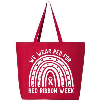 We Wear Red For Red Ribbon Week Awareness Rainbow 25L Jumbo Tote