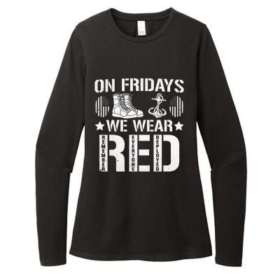 We Wear Red Friday Military American Flag Womens CVC Long Sleeve Shirt