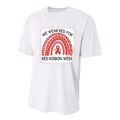 We Wear Red For Red Ribbon Week Awareness Rainbow Bleached Performance Sprint T-Shirt