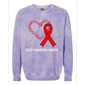 We Wear Red For Red Ribbon Week Awareness Colorblast Crewneck Sweatshirt