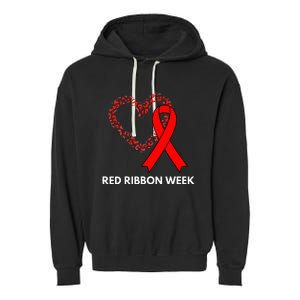 We Wear Red For Red Ribbon Week Awareness Garment-Dyed Fleece Hoodie