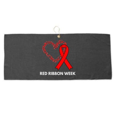 We Wear Red For Red Ribbon Week Awareness Large Microfiber Waffle Golf Towel