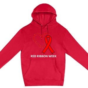 We Wear Red For Red Ribbon Week Awareness Premium Pullover Hoodie