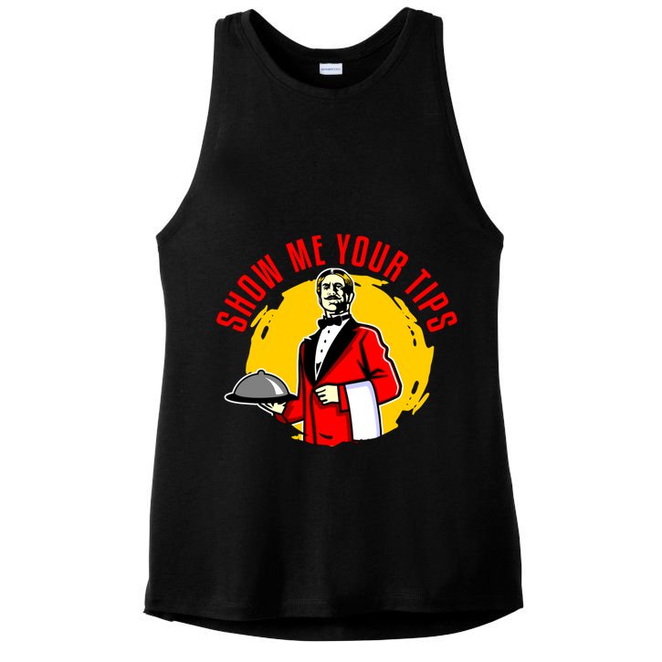 Waiter Waitress Restaurant Server Cute Gift Show Me Your Tips Cute Gift Ladies PosiCharge Tri-Blend Wicking Tank