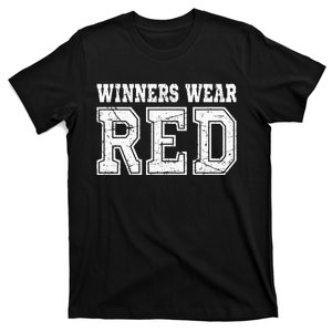 Winners Wear Red Color Team Spirit Game War Camp Parent Crew T-Shirt