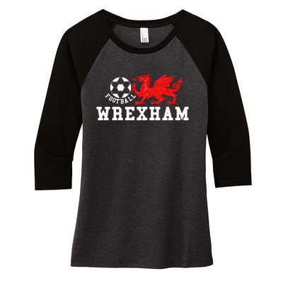 Wrexham Wales Retro Vintage Women's Tri-Blend 3/4-Sleeve Raglan Shirt