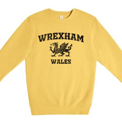 Wrexham Wales Retro Vintage Cool Gift Premium Crewneck Sweatshirt