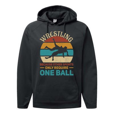 Wrestling Wrestle Retro Wrestler Funny Wrestling Performance Fleece Hoodie