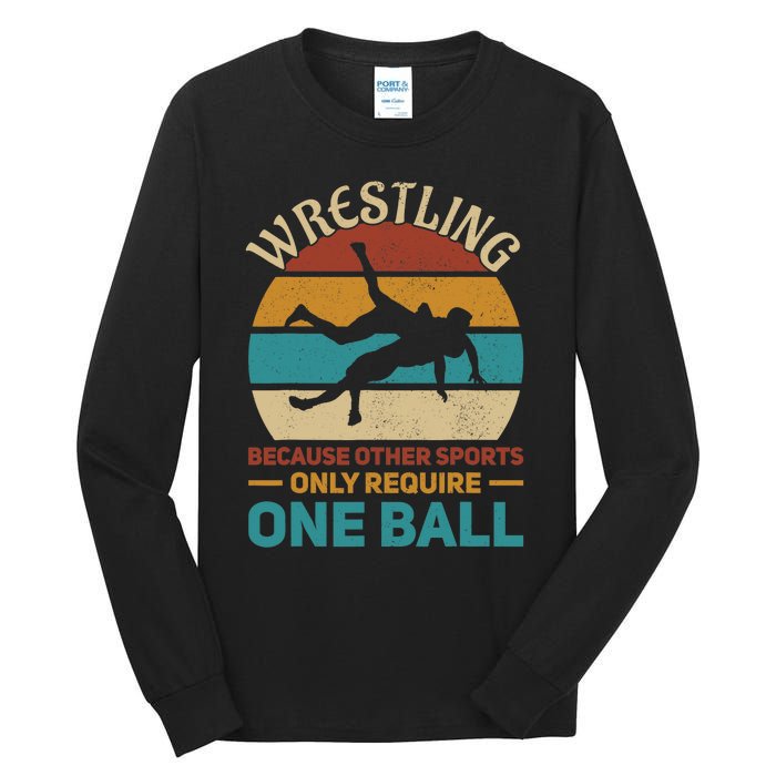 Wrestling Wrestle Retro Wrestler Funny Wrestling Tall Long Sleeve T-Shirt