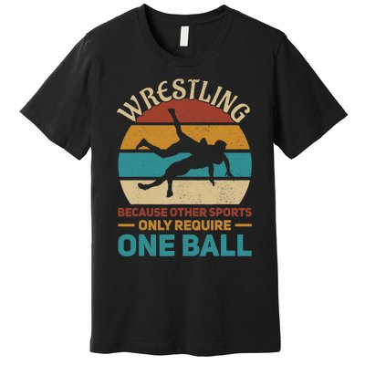 Wrestling Wrestle Retro Wrestler Funny Wrestling Premium T-Shirt