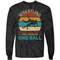 Wrestling Wrestle Retro Wrestler Funny Wrestling Tie-Dye Long Sleeve Shirt