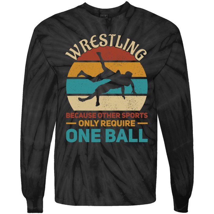 Wrestling Wrestle Retro Wrestler Funny Wrestling Tie-Dye Long Sleeve Shirt