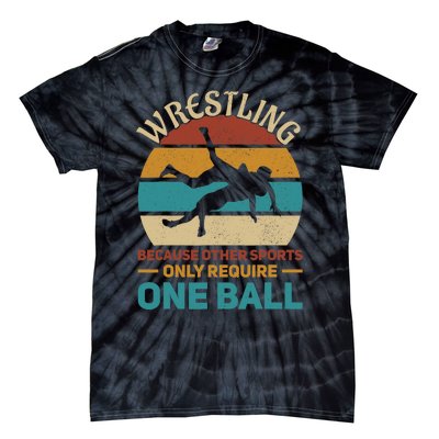 Wrestling Wrestle Retro Wrestler Funny Wrestling Tie-Dye T-Shirt