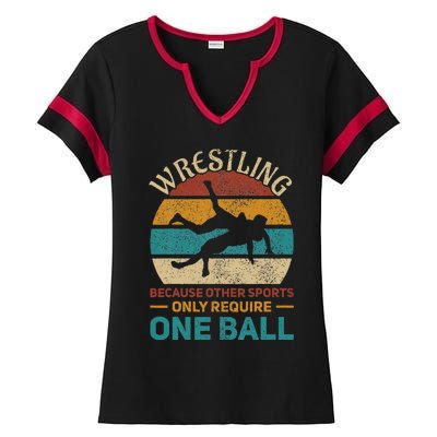 Wrestling Wrestle Retro Wrestler Funny Wrestling Ladies Halftime Notch Neck Tee