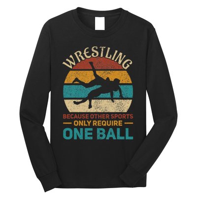 Wrestling Wrestle Retro Wrestler Funny Wrestling Long Sleeve Shirt