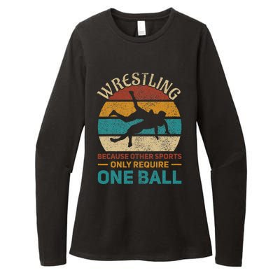 Wrestling Wrestle Retro Wrestler Funny Wrestling Womens CVC Long Sleeve Shirt