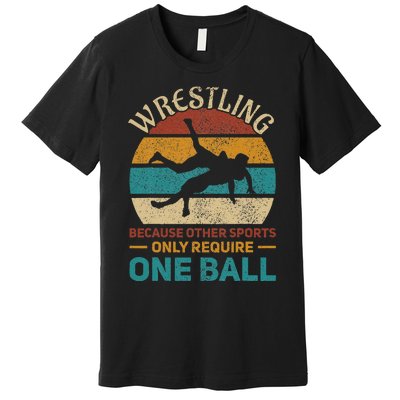 Wrestling Wrestle Retro Wrestler Funny Wrestling Premium T-Shirt