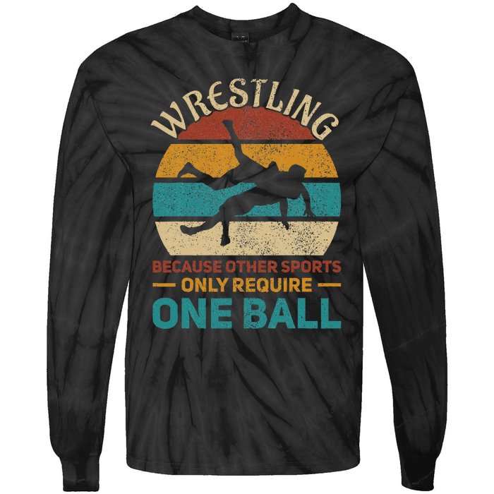 Wrestling Wrestle Retro Wrestler Funny Wrestling Tie-Dye Long Sleeve Shirt