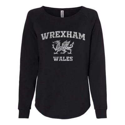 Wrexham Wales Retro Vintage Country Classic Hometown Dragon Flag Wales Womens California Wash Sweatshirt