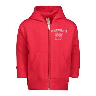 Wrexham Wales Retro Vintage Country Classic Hometown Dragon Flag Wales Toddler Zip Fleece Hoodie