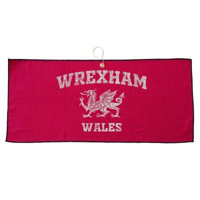 Wrexham Wales Retro Vintage Country Classic Hometown Dragon Flag Wales Large Microfiber Waffle Golf Towel