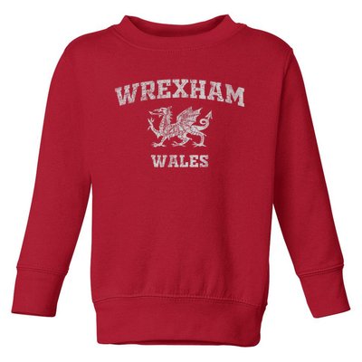 Wrexham Wales Retro Vintage Country Classic Hometown Dragon Flag Wales Toddler Sweatshirt