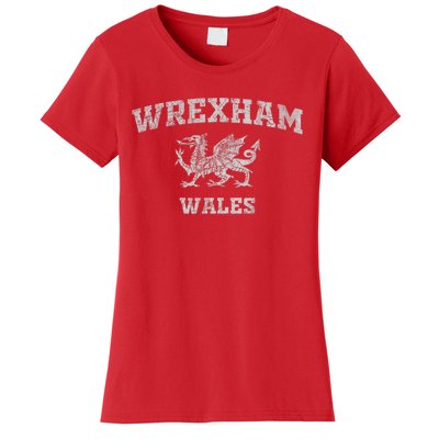 Wrexham Wales Retro Vintage Country Classic Hometown Dragon Flag Wales Women's T-Shirt