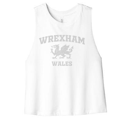 Wrexham Wales Retro Vintage Country Classic Hometown Dragon Flag Wales Women's Racerback Cropped Tank