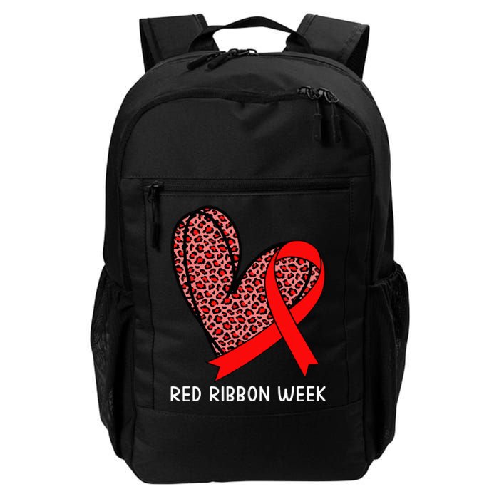 We Wear Red For Red Ribbon Week Awareness Leopard Daily Commute Backpack